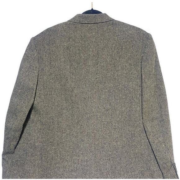 Lands End Blazer Jacket Men's Size 42L Black Brown Stripes Wood and Lambswool - Picture 6 of 10